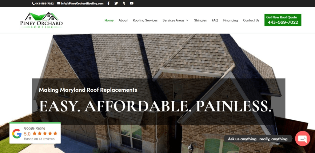 Piney Orchard web design for roofers